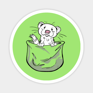 Ferret Pocket Funny Cute White Fur Magnet